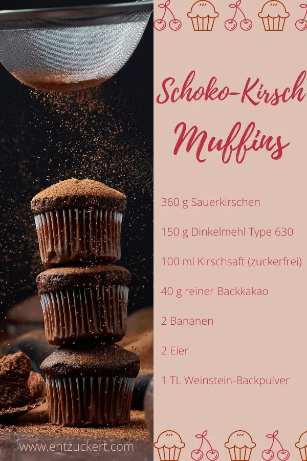 Gesundes Schoko-Kirsch-Muffin-Rezept ohne Zucker | ENTZUCKERT