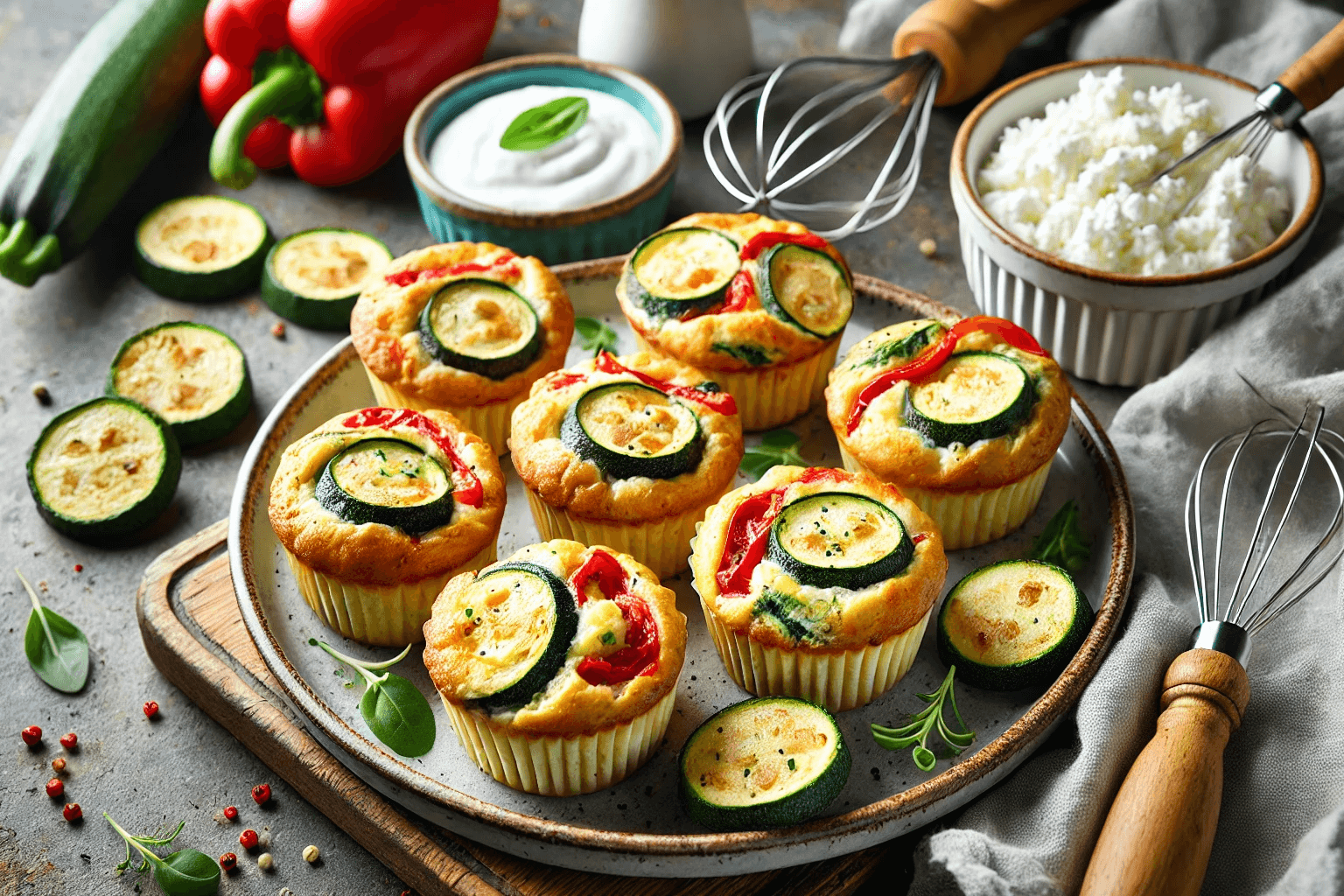 Eier Muffins ohne Mehr mit Zucchini und Paprika | Eier-Muffin-Rezept von ENTZUCKERT